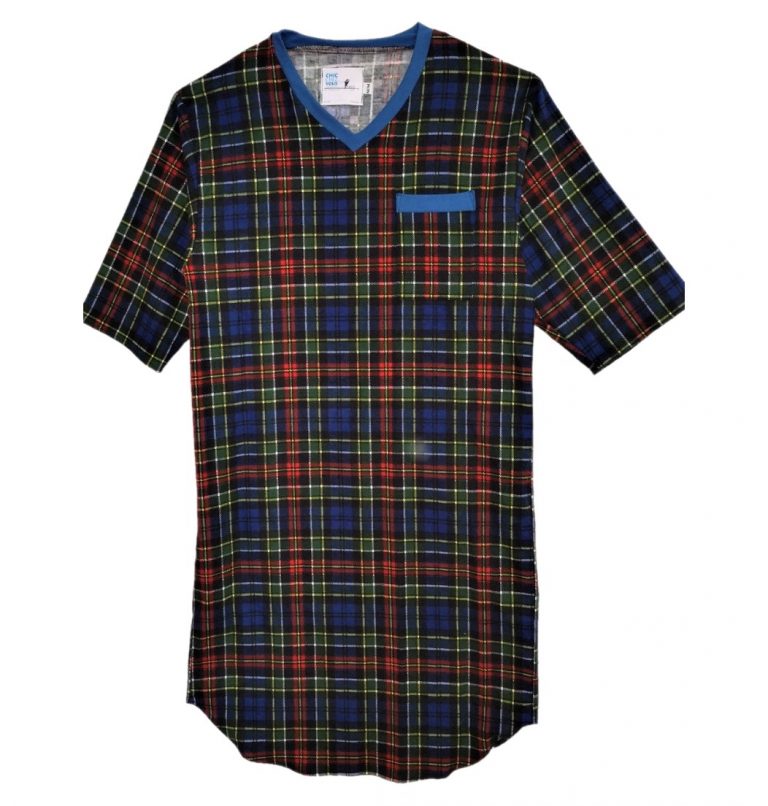 Mens OpenBack Flannel Nightshirt Royal Plaid JBS Clothing