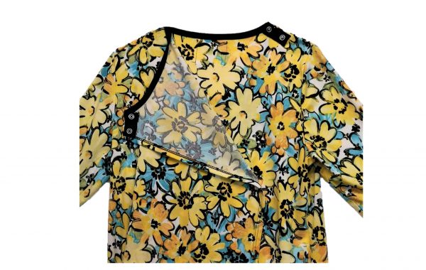 Ladies open back top yellow floral back