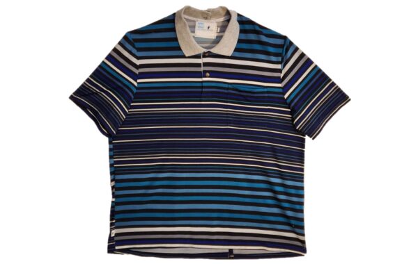 Mens Open-Back Polo - Teal Stripe